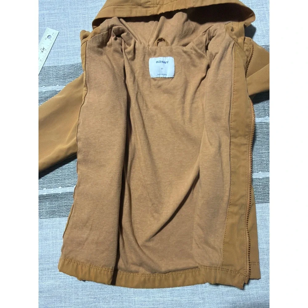 Old navy kids  XS 4-5 Brown Utility Field Jacket Hooded Full Zip Fleece